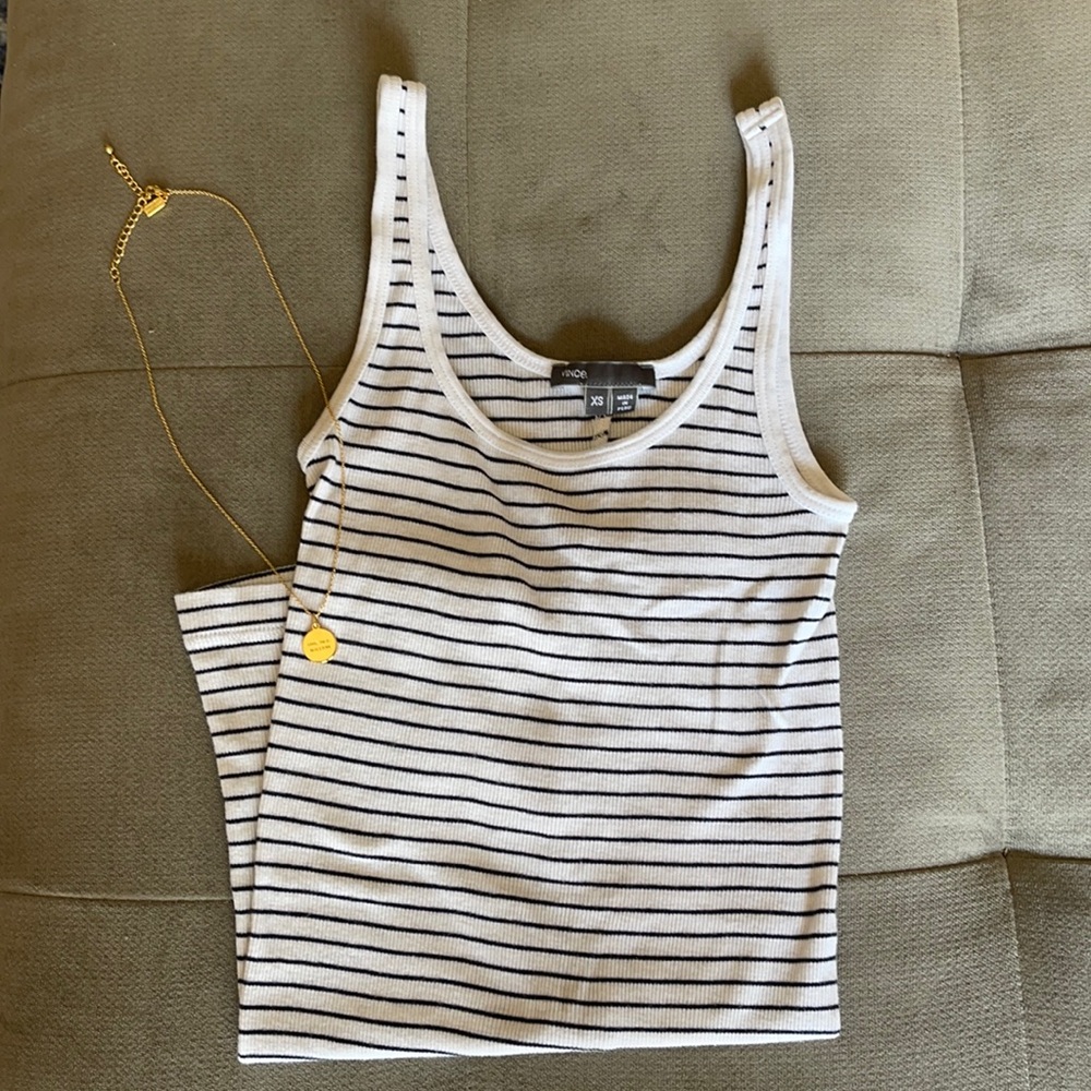 VINCE Striped Tank Top